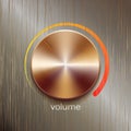 Sound control with bronze brushed texture and color scale isolated on bronze polished texture background