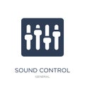 sound control icon. Trendy flat vector sound control icon on white background from General collection Royalty Free Stock Photo