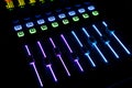 Sound control with LED backlight, sound equipment. Royalty Free Stock Photo