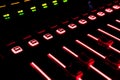 Sound control with LED backlight, sound equipment. Royalty Free Stock Photo