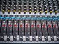 Sound control panel or mixing console. Royalty Free Stock Photo