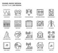 Sound design, square icon set Royalty Free Stock Photo