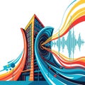 Sound elements depicted as waveforms suggesting a blend of architecture Royalty Free Stock Photo