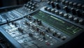 Sound engineer adjusting knobs on mixing equipment generated by AI