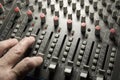 Sound Engineer on Mixing Board Royalty Free Stock Photo