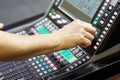 Sound engineer working with audio mixer Royalty Free Stock Photo