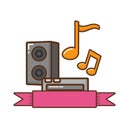 Sound equipment with musical notes icon Royalty Free Stock Photo