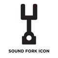 Sound fork icon vector isolated on white background, logo concept of Sound fork sign on transparent background, black filled Royalty Free Stock Photo