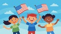 The sound of giggles and the sight of flying flags fill the air as these kids proudly wave their American flags in