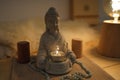 Sound healing set up for a sound healing therapy session with many instruments like sansula, koshi chimes, tibetan singin bowls. Royalty Free Stock Photo