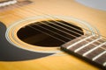 Sound Hole and Acoustic Guitar String in Crosswise View