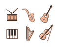 Musical Instruments Icon Set. Royalty Free Stock Photo