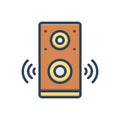 Color illustration icon for Sound, noise and loud music