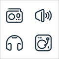 Sound line icons. linear set. quality vector line set such as dj mixer, headphones, volume Royalty Free Stock Photo