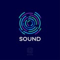 Sound logo. Musical acoustics logo. Sound waves emblem.