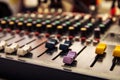 Sound mixer control panel, audio controls Royalty Free Stock Photo