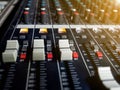 Sound mixer control panel, buttons equipment for sound mixer control, Sound mixer control for live music and studio equipment Royalty Free Stock Photo