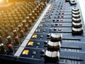 Sound mixer control panel, buttons equipment for sound mixer control, Sound mixer control for live music and studio equipment Royalty Free Stock Photo
