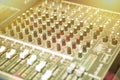 Sound mixer control panel, close-up audio controls Royalty Free Stock Photo