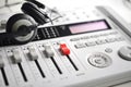 Sound mixer with hi-fi sound guard headphones Royalty Free Stock Photo