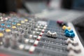 Sound mixer in radio broadcasting and music recording studio Royalty Free Stock Photo