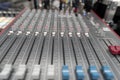 Sound mixing desk. Sound check for concert, mixer control. Music mixer control panel Royalty Free Stock Photo