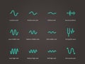 Sound and music waveform icons set. Royalty Free Stock Photo