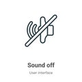 Sound off outline vector icon. Thin line black sound off icon, flat vector simple element illustration from editable user Royalty Free Stock Photo