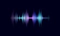 Sound oscillating wave colorful glowing music. Recognition voice assistant technology waveform. Audio equalizer digital