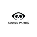 Sound panda app logo. Music playback application emblem. Soundtrack record studio icon. Audio headset, headphones sign