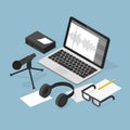 Sound Production Isometric Illustration