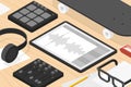 Sound Production Isometric Illustration