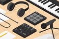 Sound Production Isometric Illustration