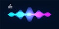 Sound recognition, audio wave, voice record. Futuristic sound wave concept voice assistant. Hi-tech ai wave flow