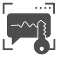 Sound recognition and key solid icon. Voice identification code vector illustration isolated on white. Voice