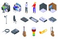 Sound recording studio icons set isometric vector. Music sound Royalty Free Stock Photo