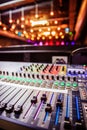 Sound recording studio mixer desk at a concert: professional music recording Royalty Free Stock Photo