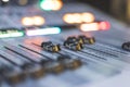 Sound recording studio mixer desk: professional music production Royalty Free Stock Photo