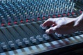 Sound recording studio mixer desk: professional music production Royalty Free Stock Photo