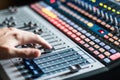 Sound recording studio mixer desk: professional music production Royalty Free Stock Photo