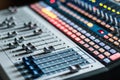 Sound recording studio mixer desk: professional music production Royalty Free Stock Photo