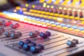 Sound recording studio mixer desk: professional music production Royalty Free Stock Photo