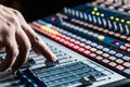 Sound recording studio mixer desk: professional music production Royalty Free Stock Photo