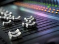 Sound Recording Studio Mixing Desk Closeup. Mixer Control Panel Royalty Free Stock Photo