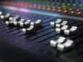 Sound Recording Studio Mixing Desk Closeup. Mixer Control Panel Royalty Free Stock Photo