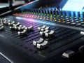 Sound Recording Studio Mixing Desk Closeup. Mixer Control Panel