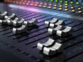 Sound Recording Studio Mixing Desk Closeup. Mixer Control Panel Royalty Free Stock Photo