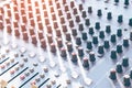 Sound recording studio mixing desk with engineer or music producer Royalty Free Stock Photo