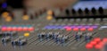 Sound recording studio mixing desk. Music mixer control panel Royalty Free Stock Photo