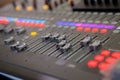 Sound recording studio mixing desk. Music mixer control panel Royalty Free Stock Photo